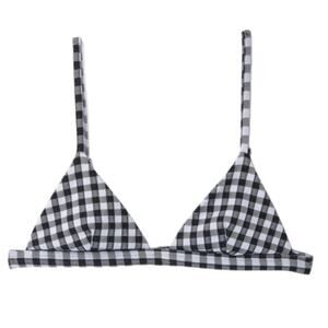 Mara Hoffman Gingham Astrid Triangle Bikini Top - Black/White Size XL